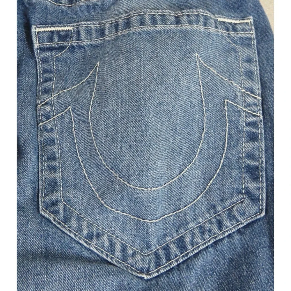 True Religion Ricky Men 34x28 Blue Denim Straight Leg Low Rise Ropey Jeans Pants